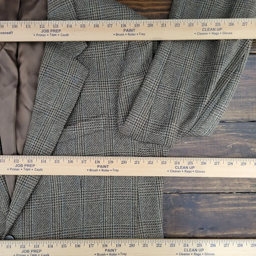 Brandini Le Collezioni Mens Sport Coat Two Button Brown Plaid Silk Wool Size 44L